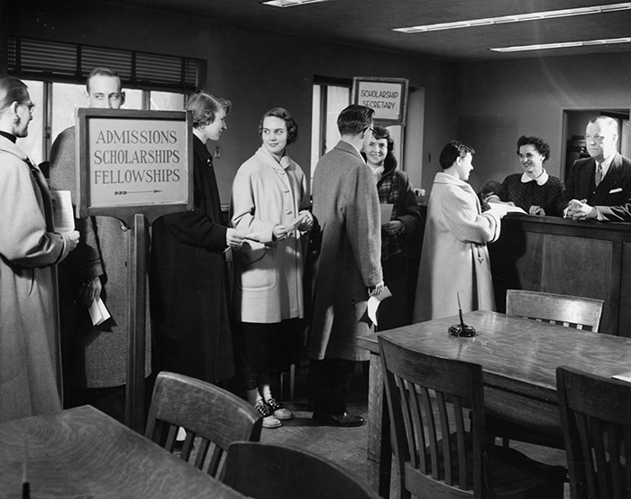 Students in line in the 1940s