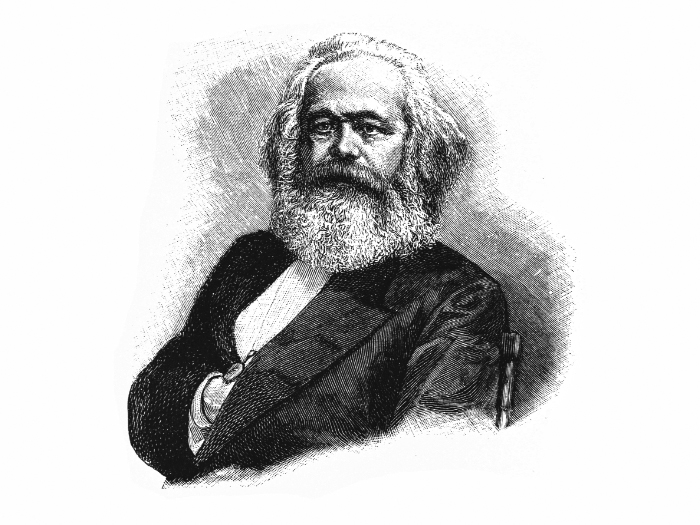 Illustrated portrait of Karl Marx
