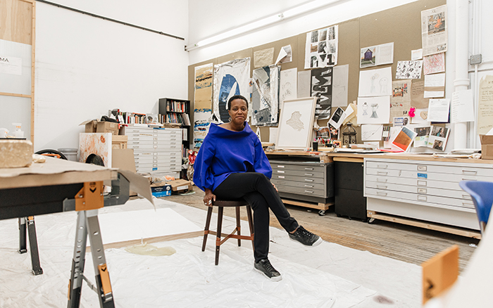 Amanda williams in her studio
