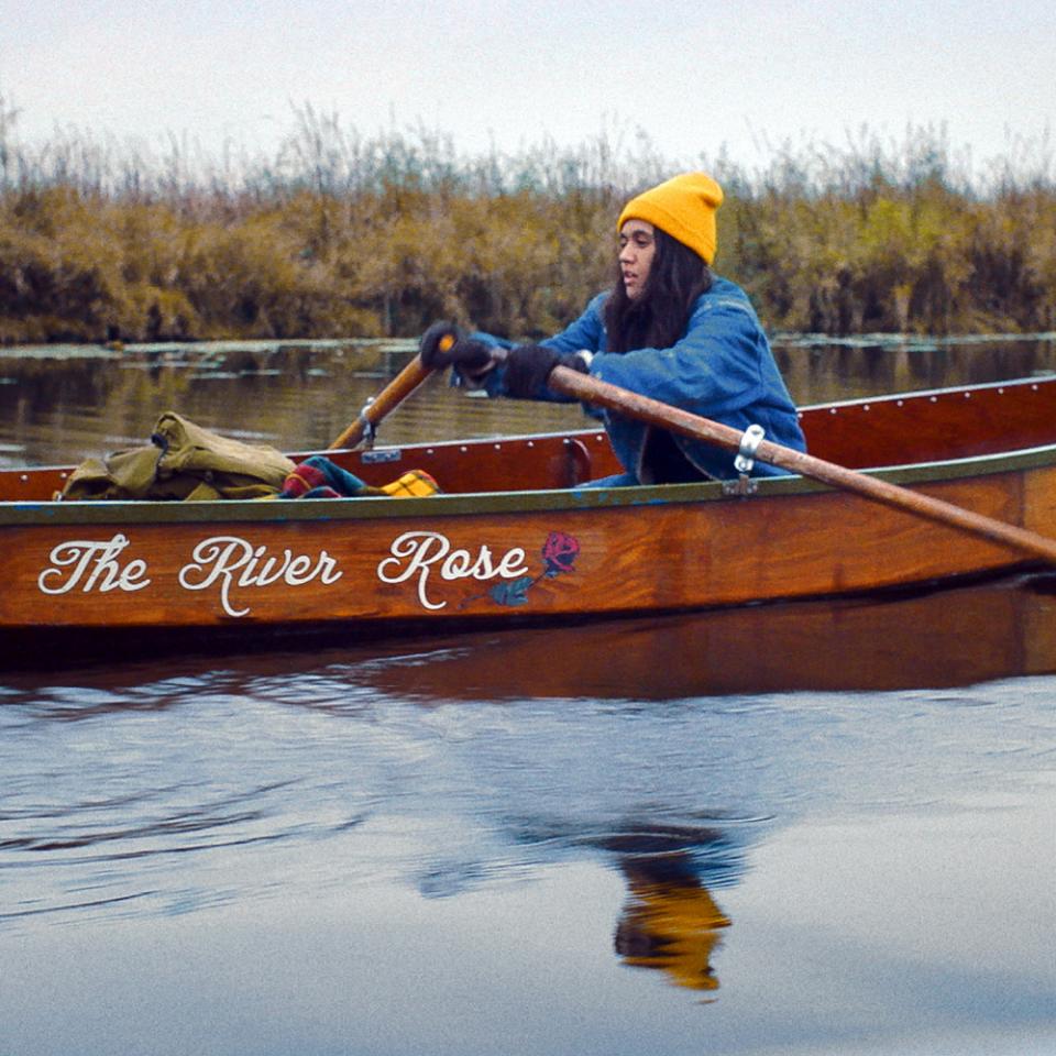 A movie still from "Once Upon a River" showing Margo Crane in her boat