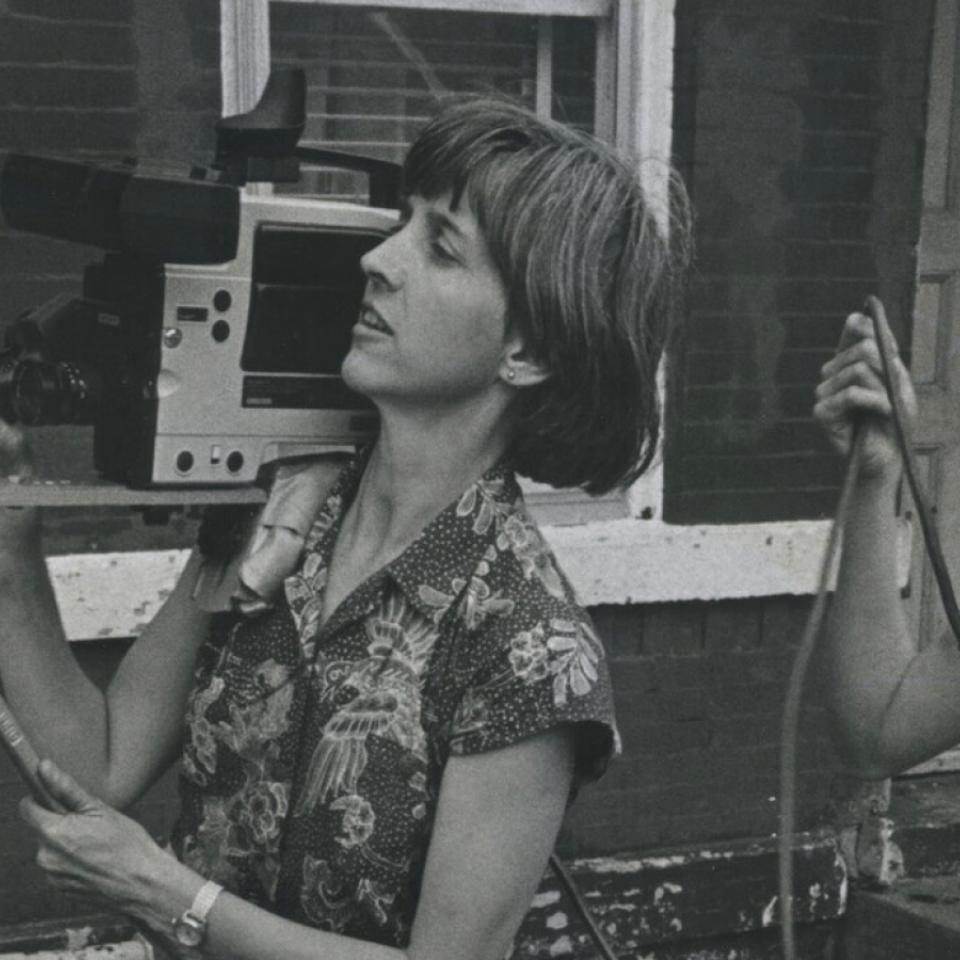 Eleanor Boyer and Karen Peugh filming in Chicago in 1979