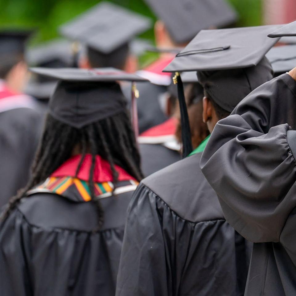 Graduates in caps and gowns at the 2022 UChicago convocation