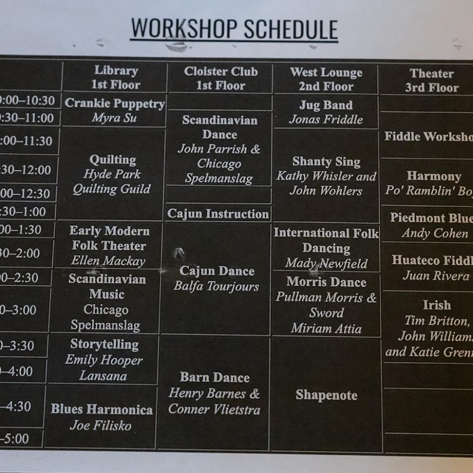 Folk Fest 2023 workshop schedule