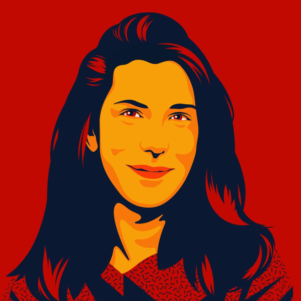 Illustrated portrait of Megan McArdle, MBA’01